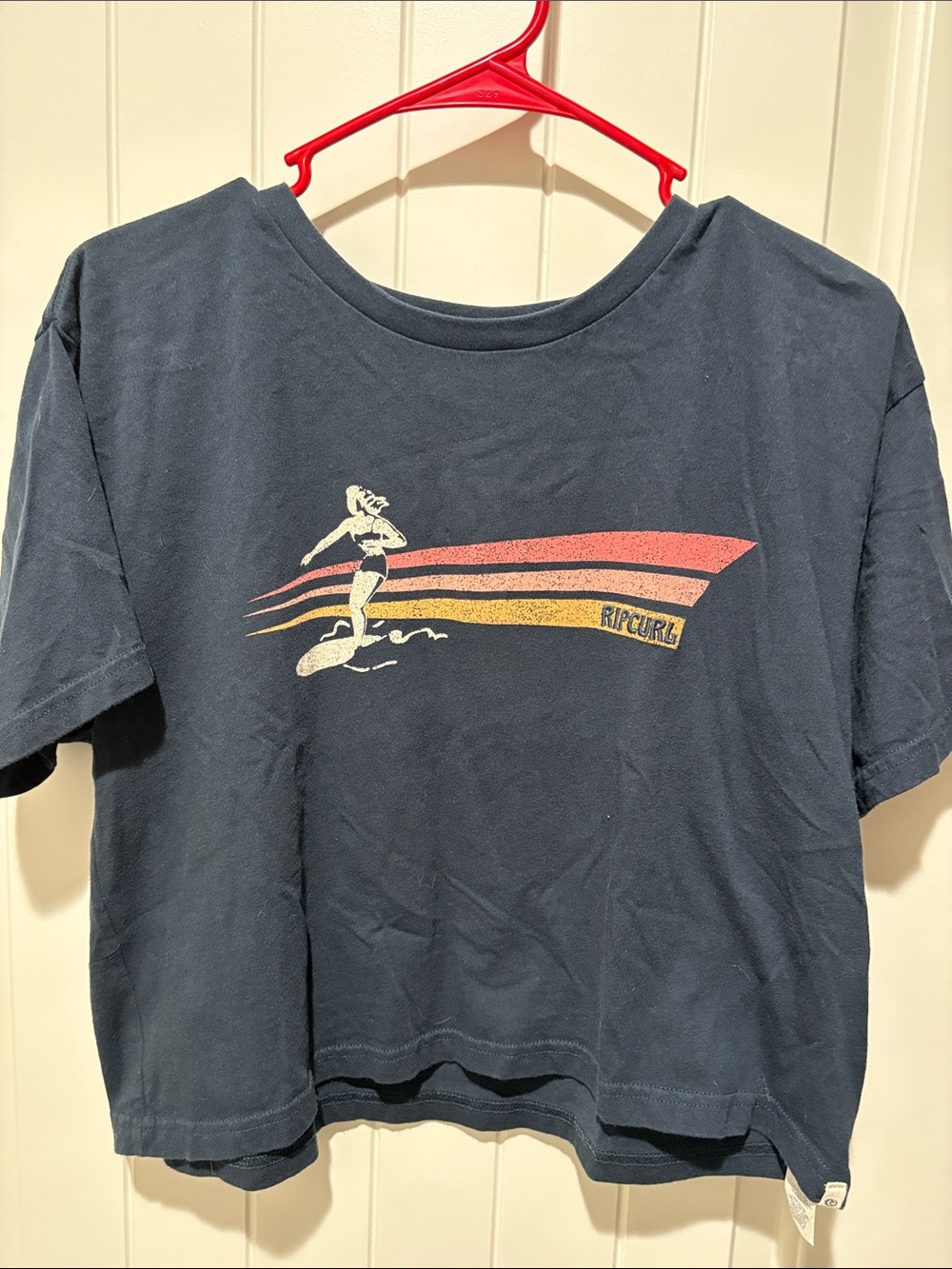 Rip Curl Navy Tee with Retro Surf Stripes